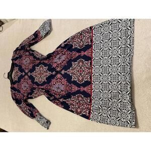 London Times Patterned Long Sleeve Dress Size US 4